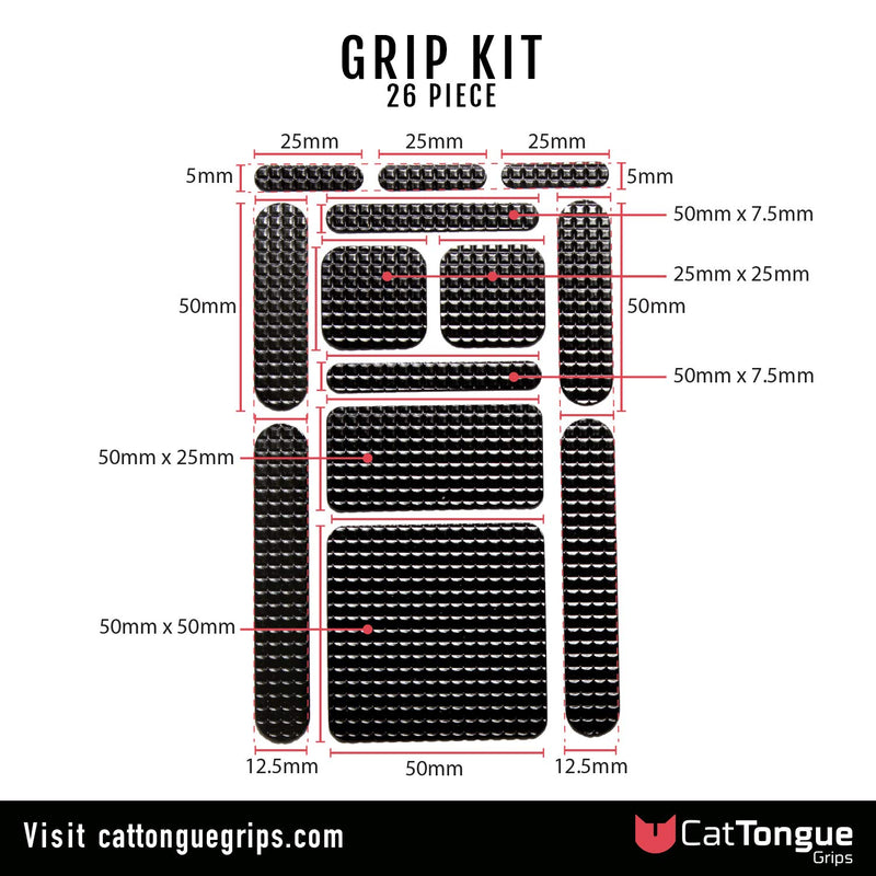 Non-Abrasive Grip Kit by CatTongue Grips, 26 pcs – Waterproof Non-Slip Grip Tape Kit for Indoor & Outdoor Use - Thousands of Grippy Uses: Furniture, Bathtubs, Frames, Controllers and More! (Clear) Clear