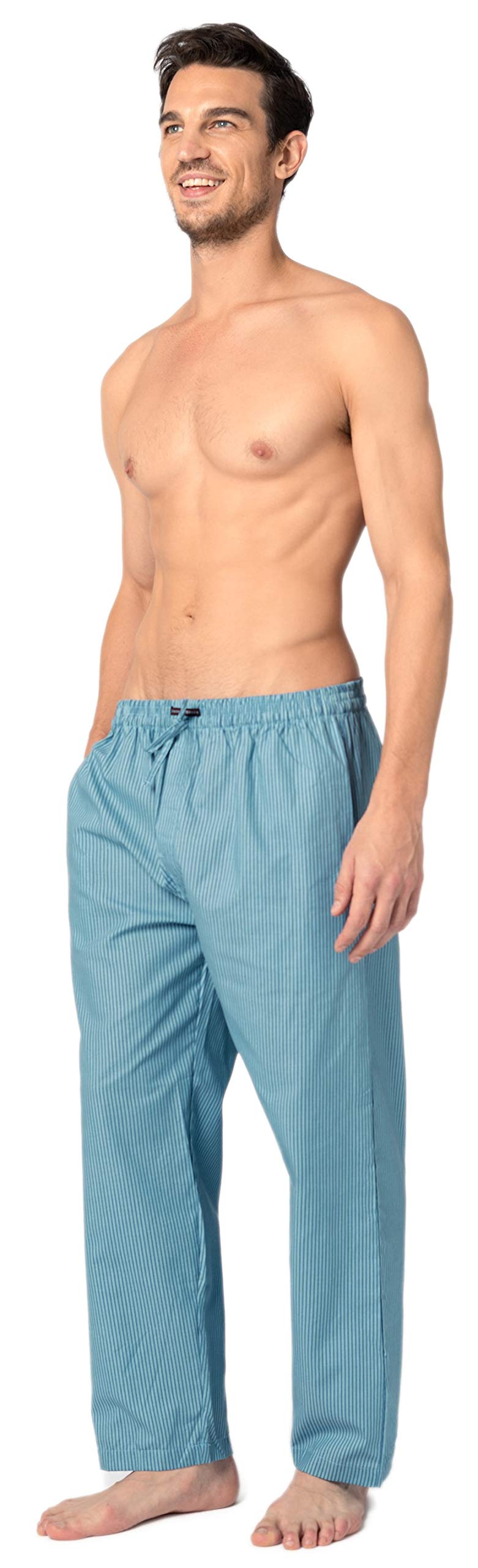 Andrew Scott Men's 2 Pack Super Soft Woven Pajama & Sleep Long Lounge PJ Pants 2 Pack- Blues Large