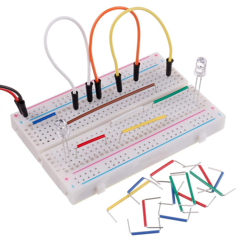 BOJACK 3 Values 130 Pcs Solderless Breadboard 4 Pcs 830 Tie Points & 400 Tie Points & 126 Pcs Flexible Breadboard Jumper Wires