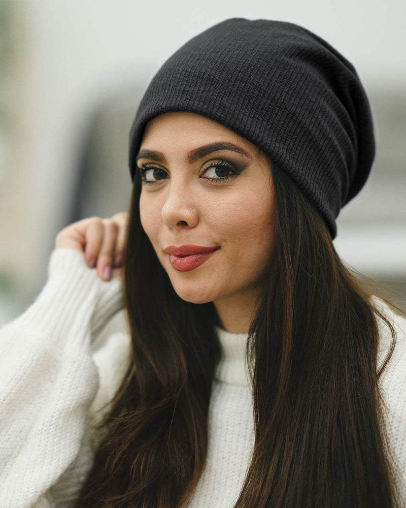Trendy Stylish Beanie of Quality Knit Fabric, Breathability & Elasticity Skull Cap Hat … 01 Stripes-black