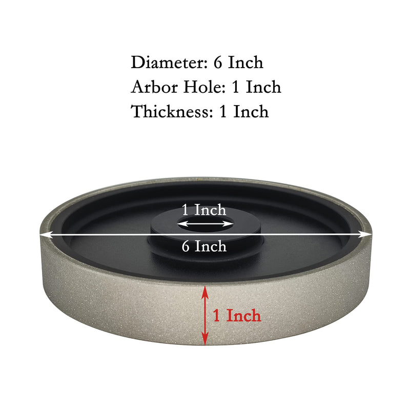 CAQUXIL Diamond Lapidary Jewelry Grinding Wheel 6 Inch with 1 Inch Arbor Hole, Diamond Grinding Wheel for Gem, Marble, Granite, Glass, Ceramics, Cemented Carbide, 320 Grit Grit 320