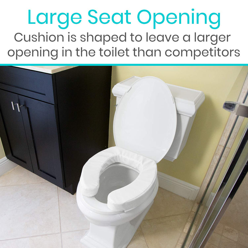 Vive Toilet Seat Cushion - Easy Clean Soft Padded Bathroom Attachment - Elongated, Standard Seats - Comfort and Support Donut for Handicap, Adults, Coccyx Tailbone Pain Relief (2" Cushioned Foam) 2" Cushioned Foam