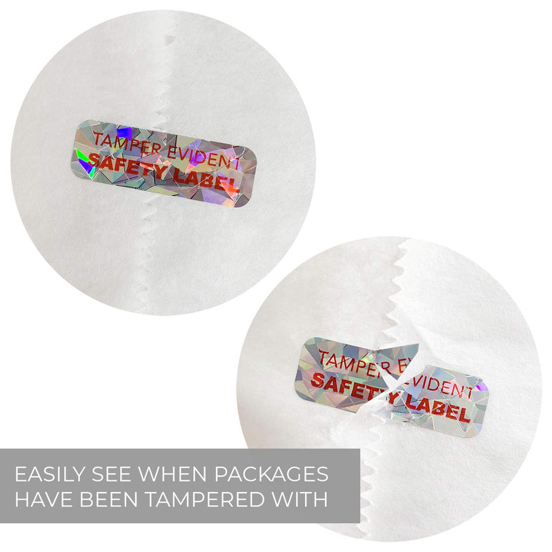 Holographic Tamper Evident Labels / 500 Tamper Resistant Labels / 1.5" x 0.5" Quality Control Stickers