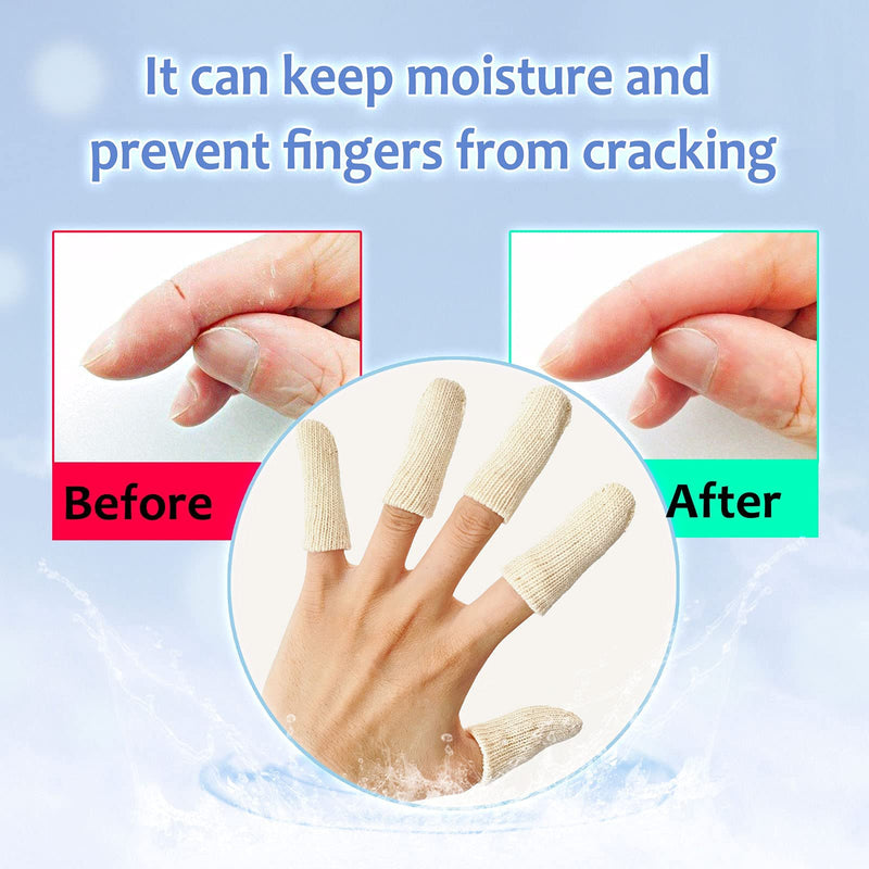 EvridWear 20PCS Premium Cotton Comfort Cushion Finger Toe Thumb Cot Sleeves Protect Fingertips Hand Eczema Skin Cracking Calluses Wicks Moisture Jewelry Clean Smudges (Short Length) 1 Pack Short