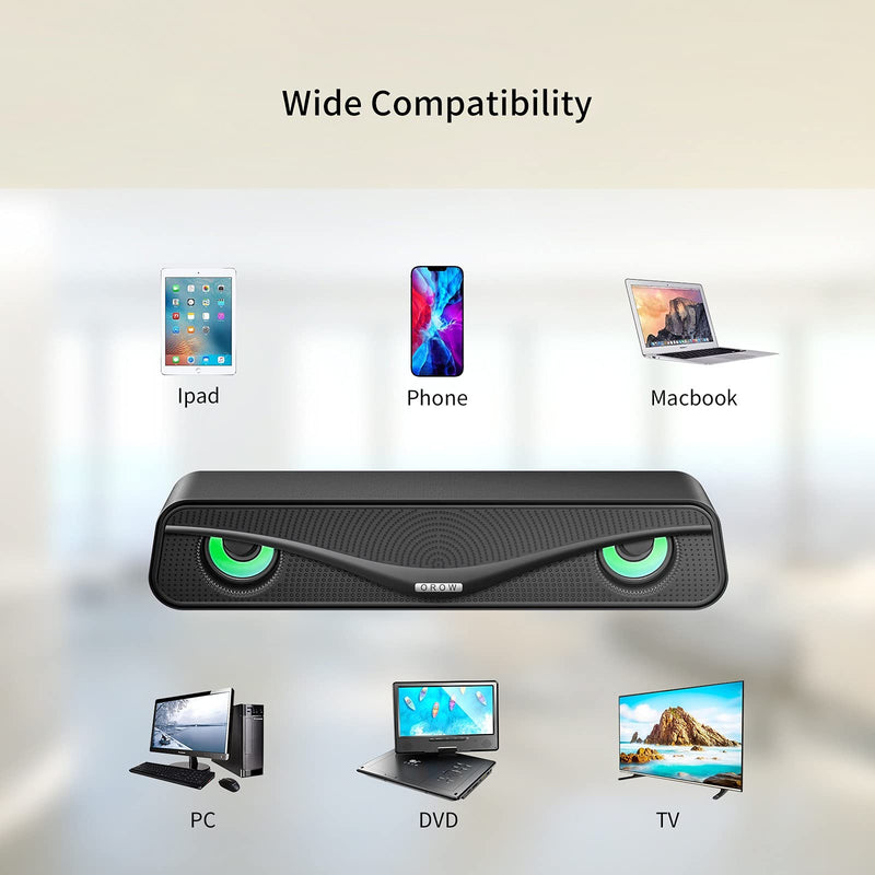 OROROW Desktop Speakers,1OW Gaming Speakers 2.0 Channel Monitor Speakers USB Powered RGB Speakers for PC Desktop Laptop 3.5mm Aux Input Multimedia Speaker (6ｗ) ブラック 6ｗ