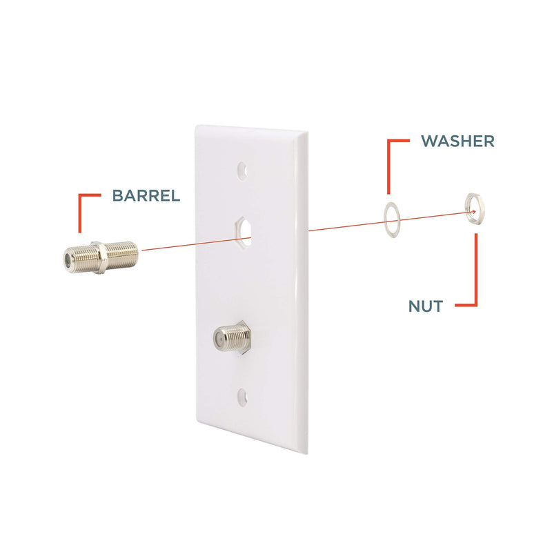 Cable Extension Coupler, with Washer and Nut - 10 Pack - Works with Wall Plates - Connects Two Coaxial Video Cables, for Coax F81 (Female to Female) 3GHz Satellite, CATV Silver