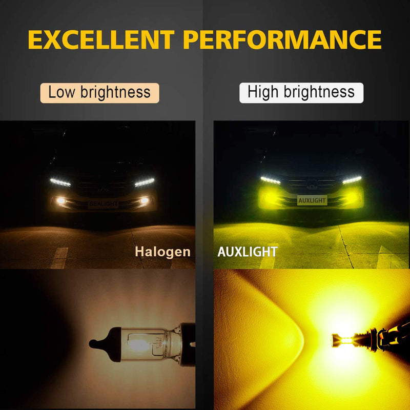 AUXLIGHT H1 LED Fog Light DRL Bulbs, 3000 Lumens Extremely Bright Bulbs Replacement for Cars, Trucks, Golden Yellow