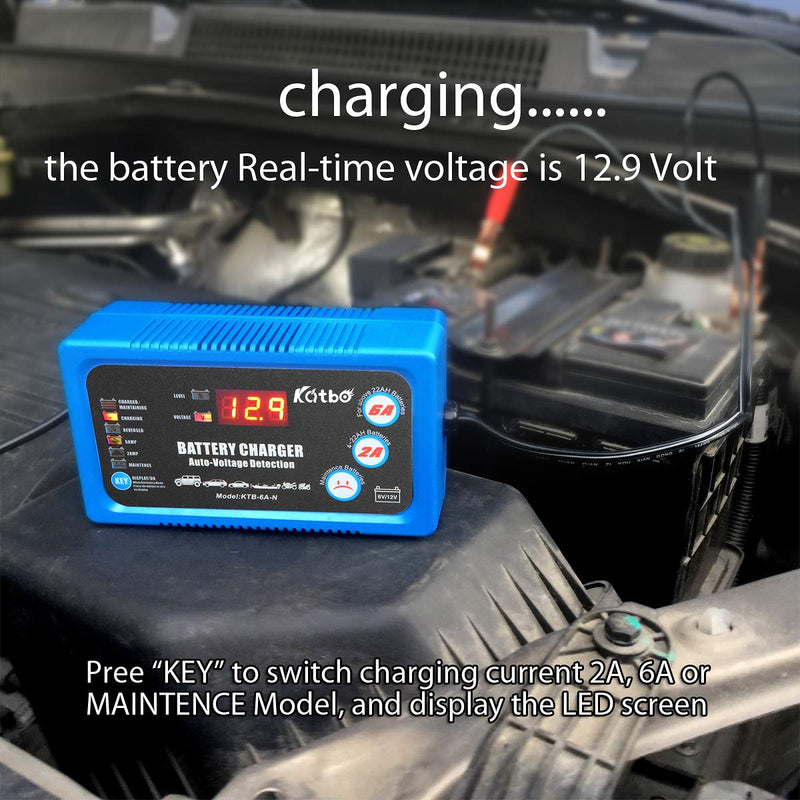 Katbo 6 Amp Smart Battery Charger 6V 12V Automatic and Manual
