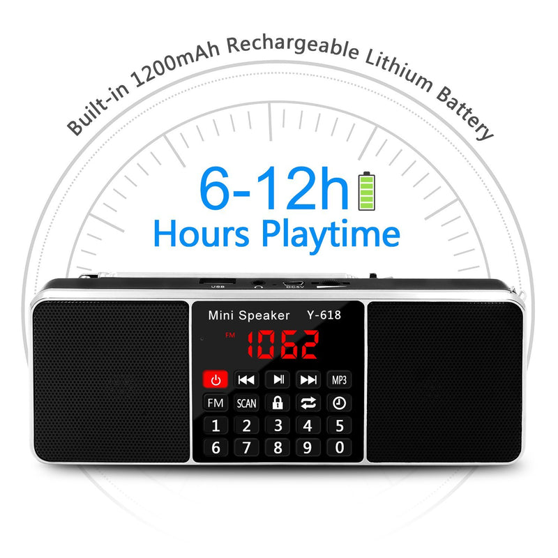 LEFON Multifunction Digital FM Radio Media Speaker MP3 Music Player Support TF Card USB Drive with LED Screen Display and Setting Timing Shutdown Function (Black) Black