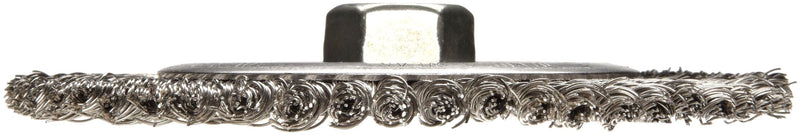 Weiler 09500 Roughneck Jr. 6" Root Pass Weld Cleaning Brush, .020" Stainless Steel Wire Fill, 5/8"-11 Unc Nut, Made in the USA 56 Knots