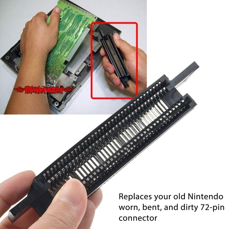 SUNJOYCO 72 Pin Replacement Connector Cartridge Slot and 3.8mm Screwdriver Bit Open Tool for Nintendo NES 8 Bit System - Repair Part 72 Pin Connector+3.8mm Screwdriver