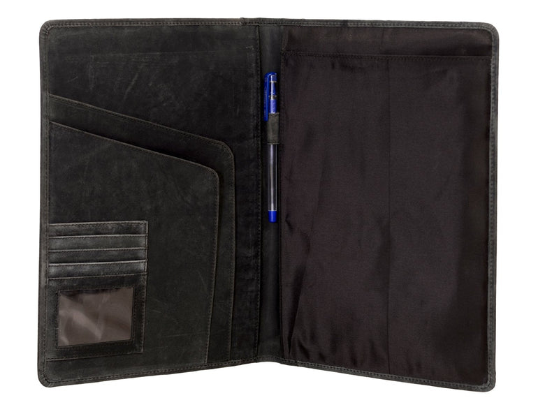 KomalC Genuine Leather Business Portfolio, Personal Organizer, Luxury Leather Padfolio (Thunder Black) Thunder Black