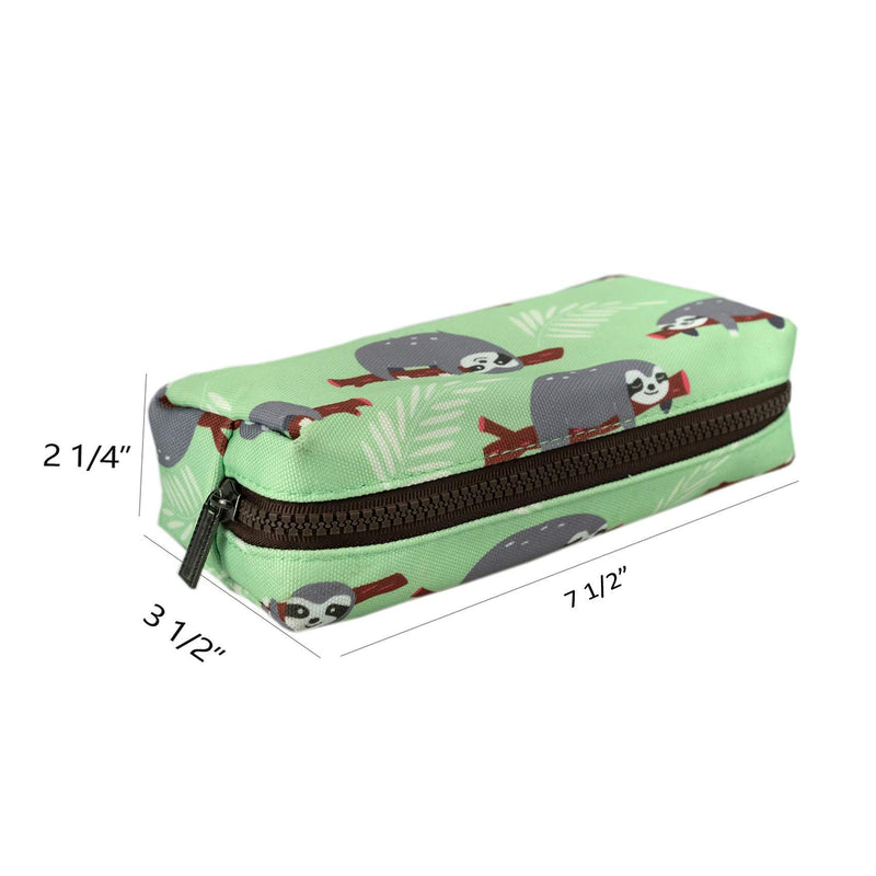 LParkin Sloth Students Super Large Capacity Canvas Pencil Case Pen Bag Pouch Stationary Case Makeup Cosmetic Bag (Green) Green
