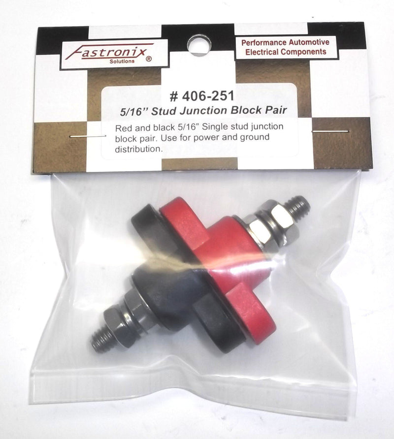 Fastronix 5/16" Stainless Steel Single Stud Power and Ground Junction Block Red and Black 5/16"