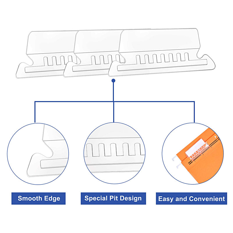File Folder Tabs, 100+200 Sets Hanging File Folder Tabs with Inserts for Hanging Folders, 2 Inch Clear Plastic Hanging File Tabs for Quick Identification
