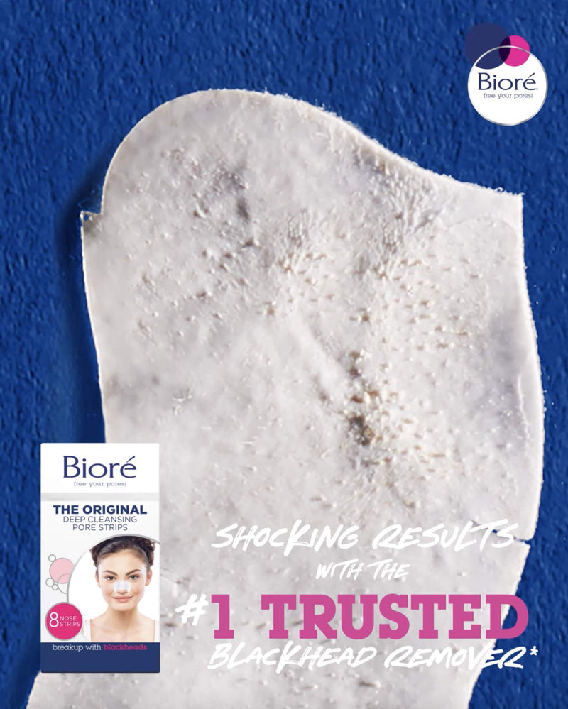 BiorÃ© Original, Deep Cleansing Pore Strips, Nose Strips for Blackhead Removal, with Instant Pore Unclogging, 8 Count, features C-Bond Technology, Oil-Free, Non-Comedogenic Use 8 Count (Pack of 1)