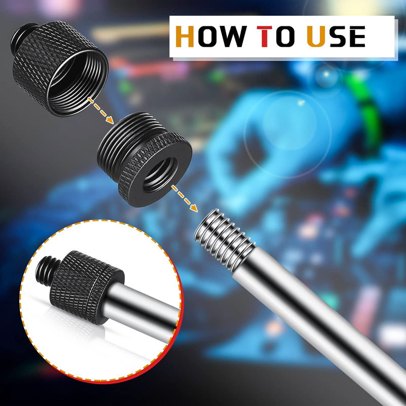 4 Pieces Mic Stand Adapter 5/8 Female to 3/8 Male and 3/8 Female to 5/8 Male 5/8 Female to 1/4 Male and 1/4 Female to 5/8 Male Combo Pack Microphone Stand Adapter to Camera Tripod Adapter