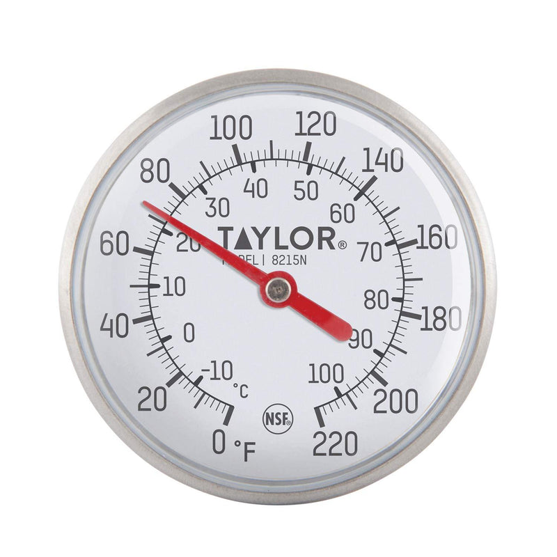 Taylor Precision 8215N 8-Inch Bi-Therm Pocket Dial Thermometer, 1.75-Inch Dial, 0 to 220 Degree F, NSF 8 inches Stem, 1-3/4 inches Dial, 0 to 220 Degree F
