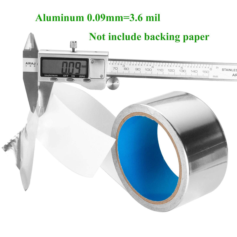 3.6mil Foil -Thicker- 13 yd/60 yd Aluminum Tape High Temperature Heavy Duty for Dryer Vent, Ductwork, AC Unit, Furnace, Water Heater, Heat Reflective, HVAC Foil Duct Tape 2 inch x 13 yd(39 ft) 2 inch x 13 yards