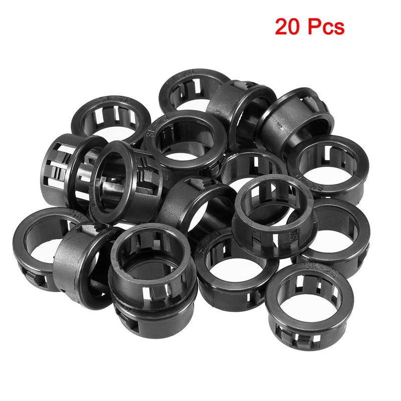 uxcell 20pcs 20mm Mounted Dia Cable Hose Snap Bushing Grommet Protector Black