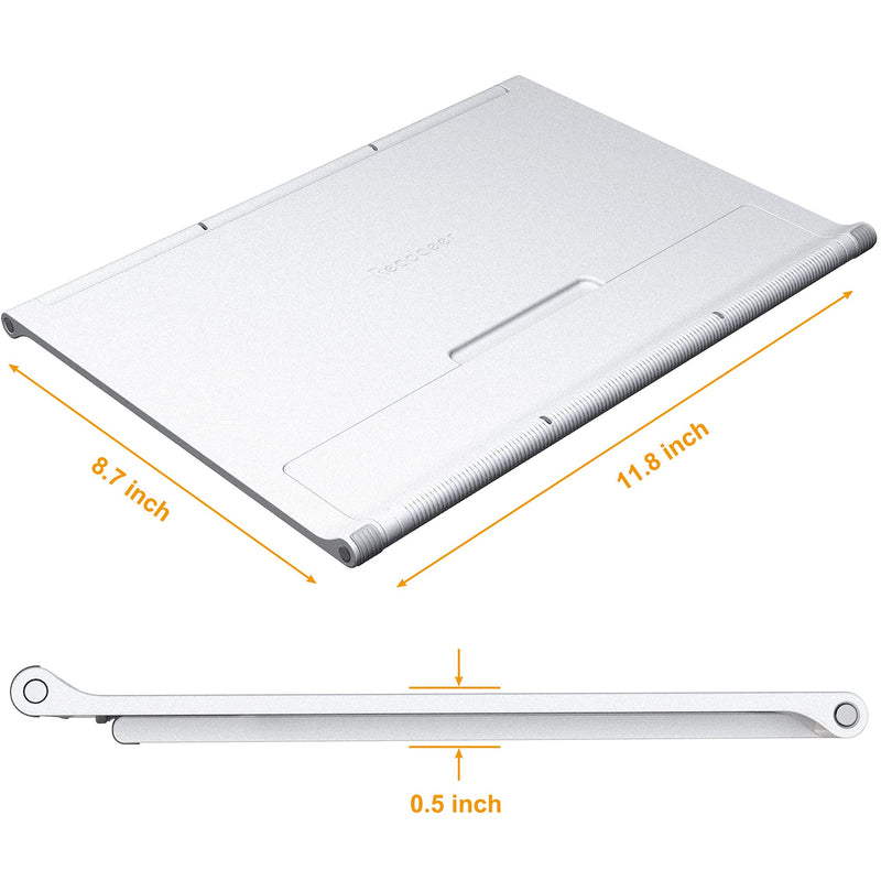 Readaeer Portable Book Stand Free Angle Adjustable Book Holder for Reading Textbook Foldable Lightweight Book Rest (White) White