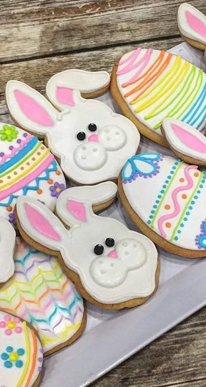 Ann Clark Cookie Cutters 7-Piece Easter Cookie Cutter Set with Recipe Booklet, Egg, Carrot, Bunny, Flower, Chick, Bunny Face and Butterfly