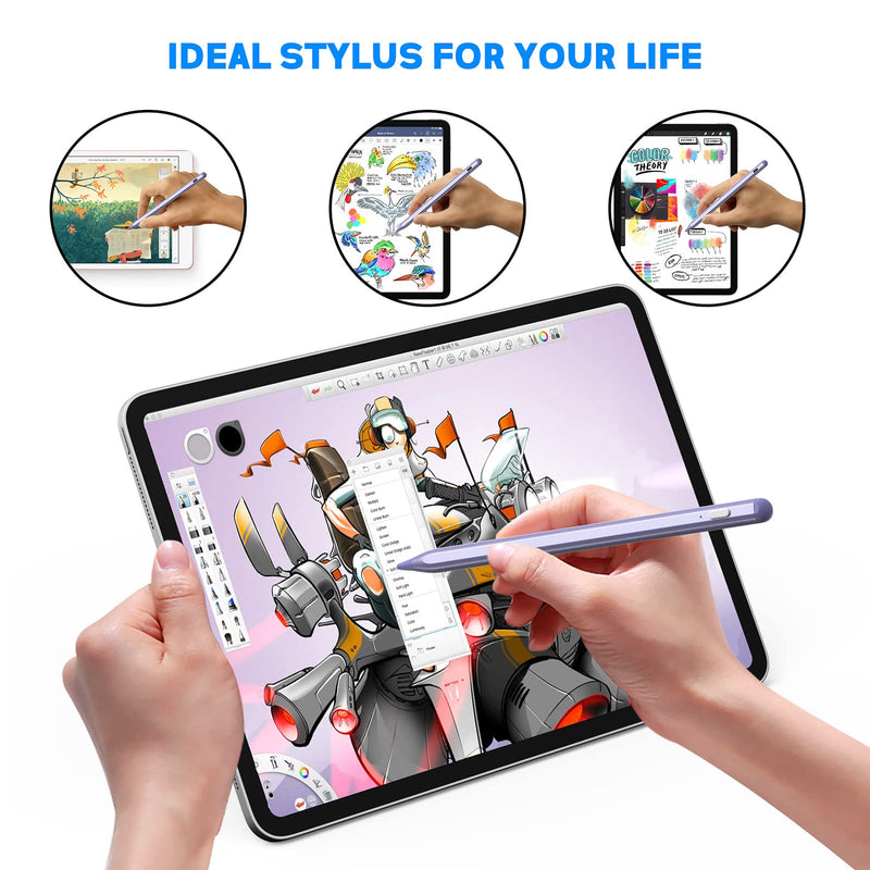 Active Stylus Pens for Touch Screens, NTHJOYS Digital Pencil for iOS/Android with Magnetic Design Fine Point Stylist Compatible with Apple iPad/Pro/Air/Mini/iPhone/Samsung/Tablets Writing & Drawing Purple