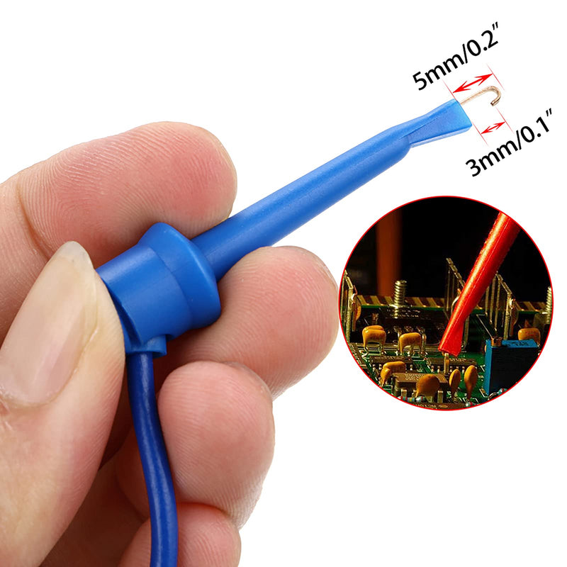 Sumnacon 10Pcs Mini Grabber Test Hook to Male Jumper Wires - 26 AWG Binding Post to Solderless Breadboard Jumper Leads, Soft Silicone Flexible Test Leads for Electrical Testing