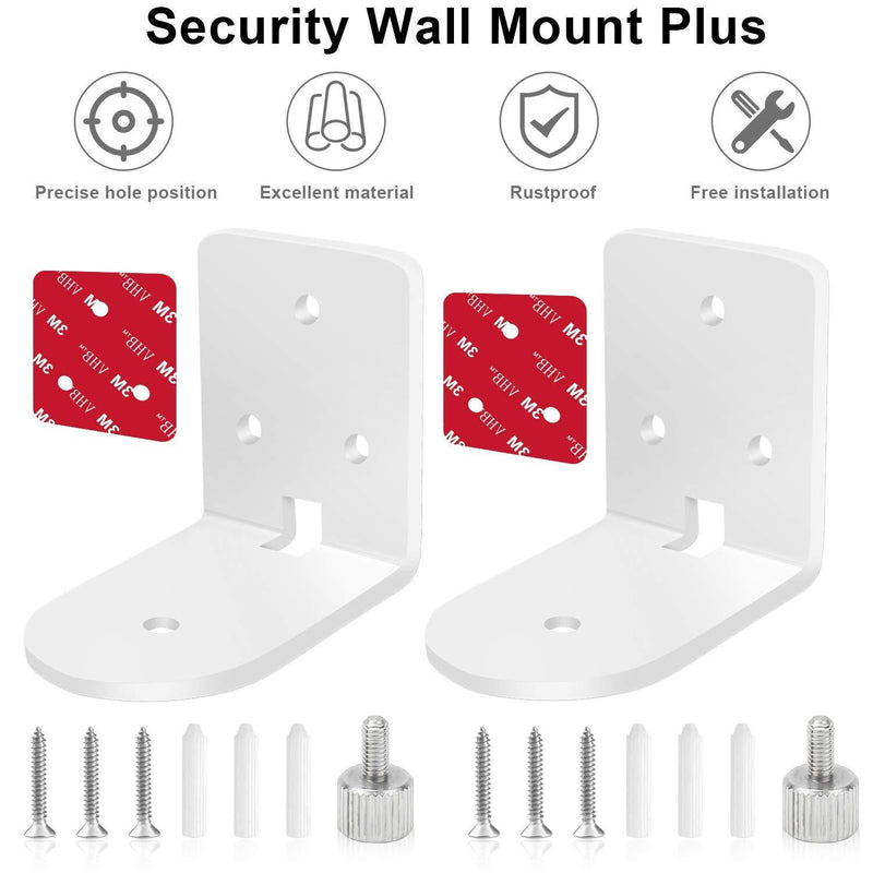 2 Pack Screwless Adhesive Wall Mount Compatible with Wyze Cam Pan, 2 Ways Installation VHB Stick On or Screws- Easy to Install, Full Tilt & Pan Function,No Drilling, No Wall Damage Adhesive Mount WHITE