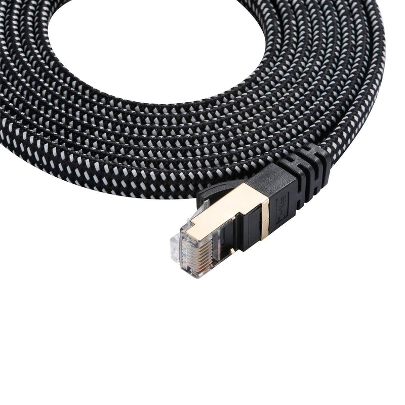 Cat 7 Ethernet Cable, DanYee Nylon Braided 10ft High Speed Network Cable LAN Cable Wires CAT 7 RJ45 Ethernet Cable Cord 3ft 10ft 16ft 26ft 33ft 50ft 66ft 100ft (Black 10ft) Black