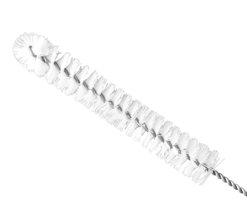 Semi-Micro Test Tube Brush, 9" Long - White Nylon, Twisted Wire Handle - Ideal for 6-10mm Diameter Test Tubes - Eisco Labs
