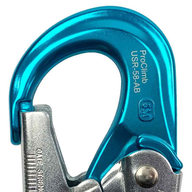 ProClimb Forged Aluminum Snaphook - Double Action Self Locking Gate, Captive Eye 23 kN - Blue Aqua Blue - 23kN