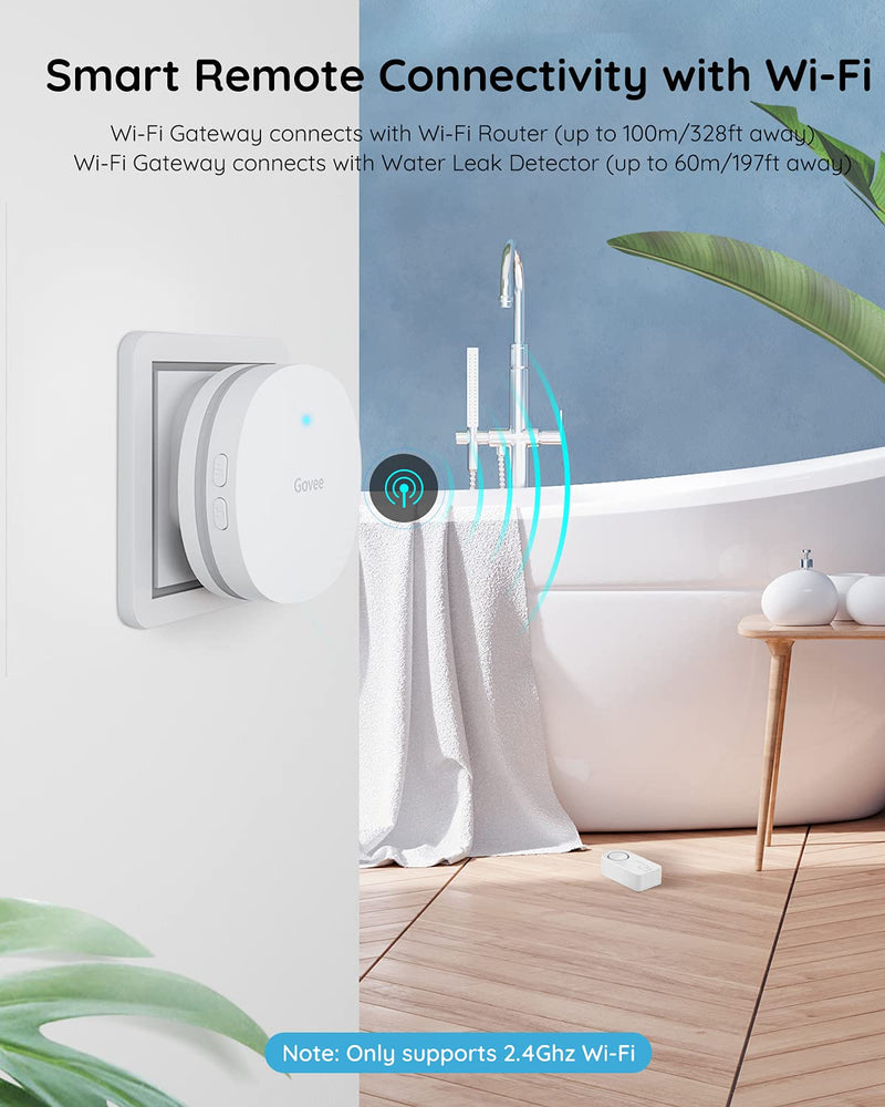 Govee WiFi Water Sensor 3 Pack, 100dB Adjustable Alarm and App Alerts, Leak and Drip Alert with Email, Detector for Home, Basement(Not Support 5G WiFi)