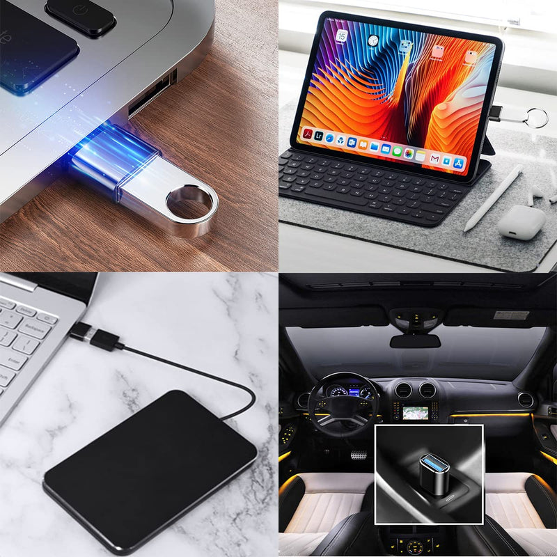 USB C to USB Adapter (4 Pack), USB Female to USB Type-C Male OTG Adapter Compatible with MacBook Pro, Samsung Galaxy, Type-C Phones, Laptops, Tablets and More (2 Black and 2 White)
