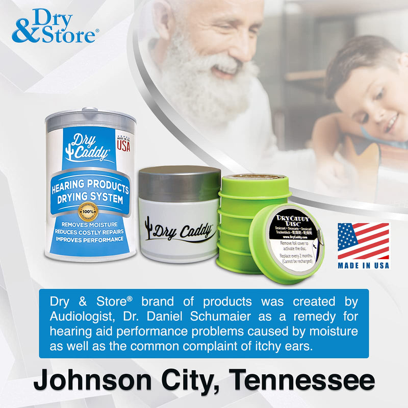 DryCaddy by Dry & Store | Dry Aid Kit - Protection Against Moisture Damage for Hearing Aids, Cochlear Implants and Other Electronic Instruments