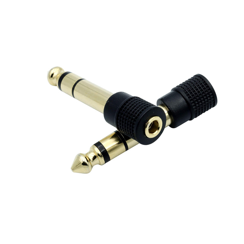Audio Adapter 6.35mm (1/4 inch) Male to 3.5mm (1/8 inch) Female Stereo Headphone Connector Gold Plated, 2 Pack
