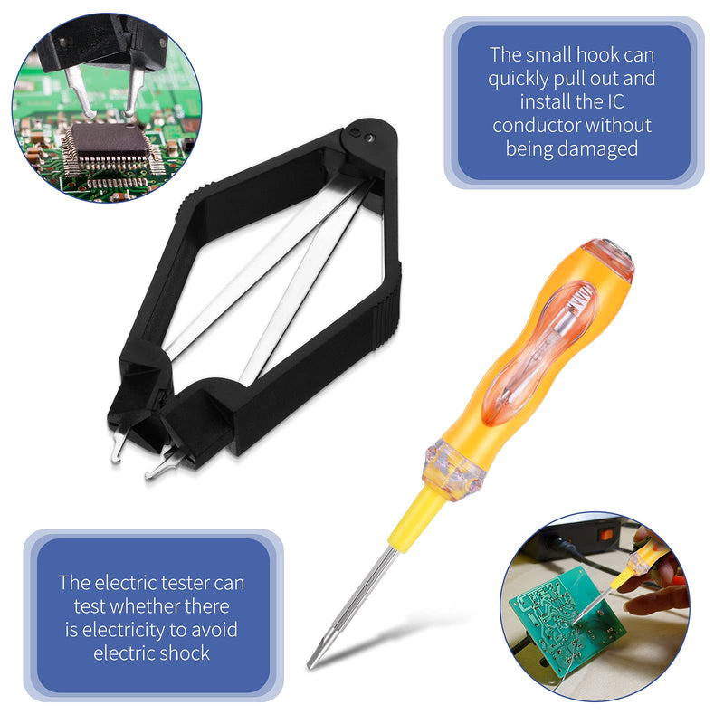 4 Pieces IC Chip Remover Tool IC PLCC Chip Extraction Tool Extractor Puller 4-Claw Prongs Grabber and Keyboard Key Switch Test Pencil Tool for Disassembly of Electronic Component Jewelry