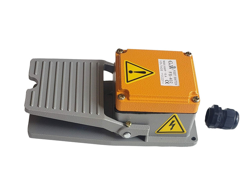 G&W Heavy Duty Foot Pedal Switch Momentary AC 15A SPDT NO NC Industrial Aluminum Body FSW-402