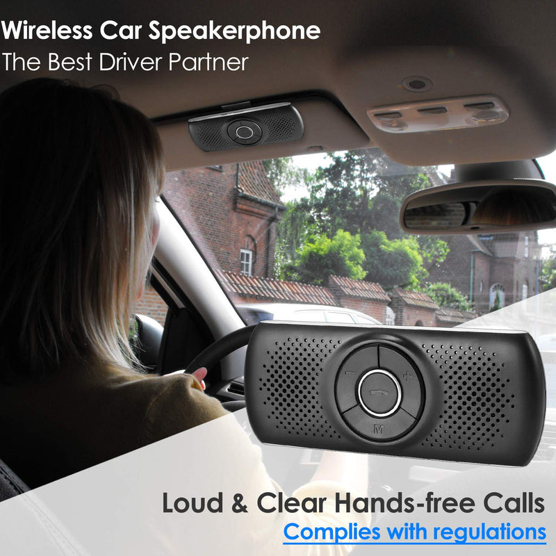 Wireless in Car Handsfree Speakerphones, TIANSHILI Portable Bluetooth Speaker,Stereo Sound Enhanced Bass/Built-in Mic/TF Card Player/Google Assistant Voice Command for Car, Home, Outdoor Silver