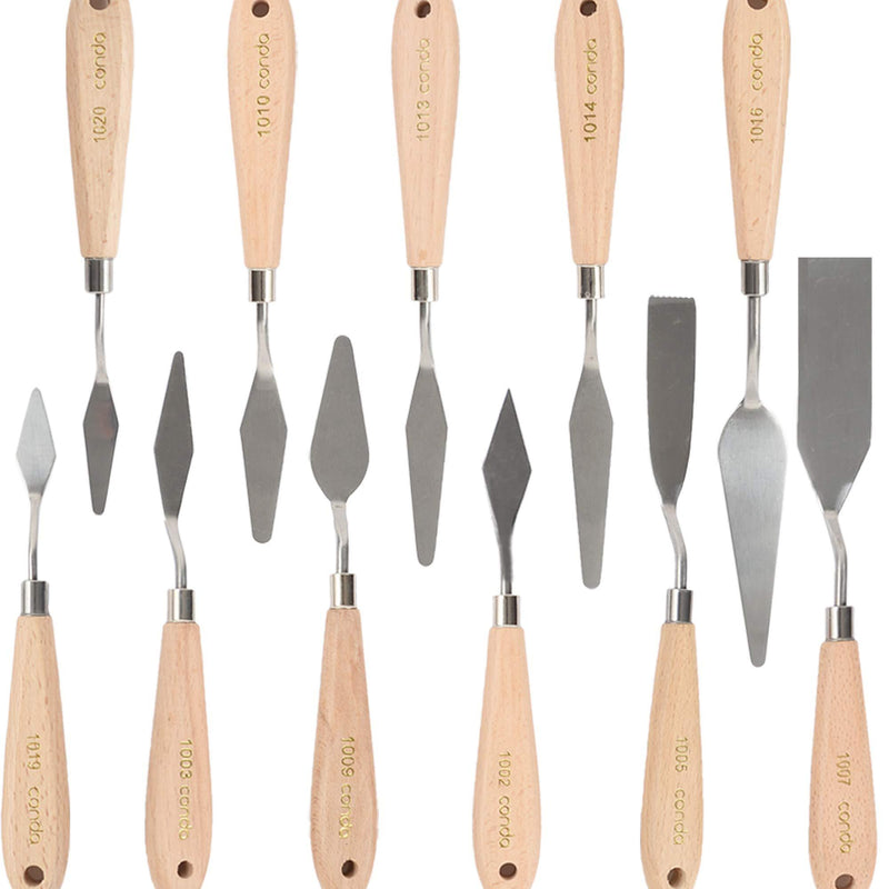 CONDA 11 Piece Stainless Steel Spatula Palette Knife Professional Palette Knife Painting Wood Handle A160PK