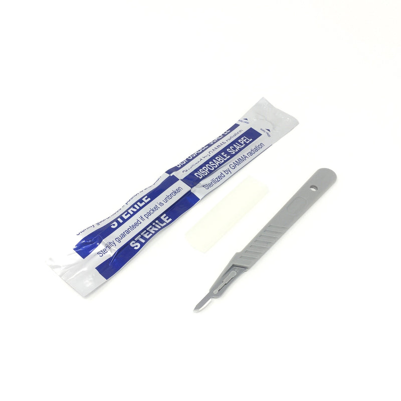 Cynamed Disposable Scalpels No. 15 with Plastic Handle, High Carbon Steel, Individually Foil Wrapped, Sterile, Box of 10 No.15