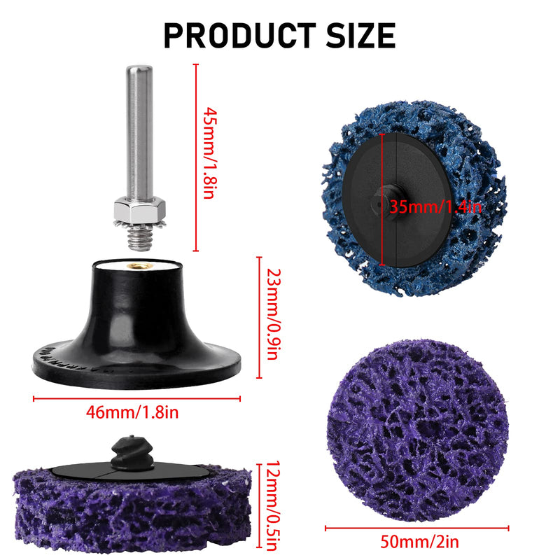 Tendak 17 pieces 2 inch CSD disc sanding disc, coarse grinding disc/purple/blue/black cleaning disc set, for surface processing, metal, stainless steel (50mm) 17 pieces - 50mm