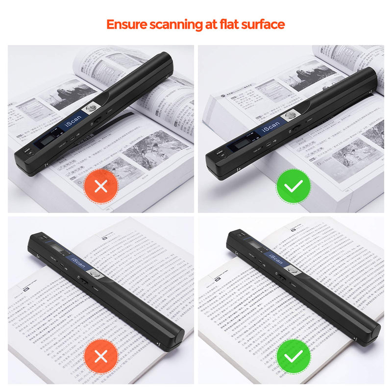 MUNBYN Portable Scanner, Wand Scanner for Documents Photos Book Pages in 900 Dpi Independently, Include 16G SD Card, Photo Scanner Transfer Files to PC Via USB Cable, Driver-Free Black