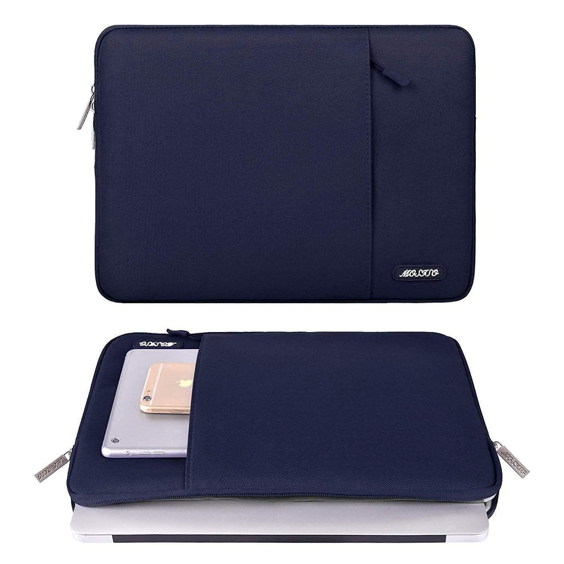 MOSISO Compatible with MacBook Pro 13 inch Case 2016-2020 Release A2338 M1 A2289 A2251 A2159 A1989 A1706 A1708, Plastic Hard Shell Case & Vertical Sleeve Bag with Pocket, Navy Blue