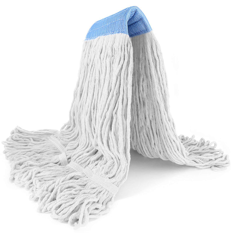 Loop-End Commercial String Mop Head, 6 Inch Headband, Mop Head Replacement for Home, Industrial and Commercial Use (White) White