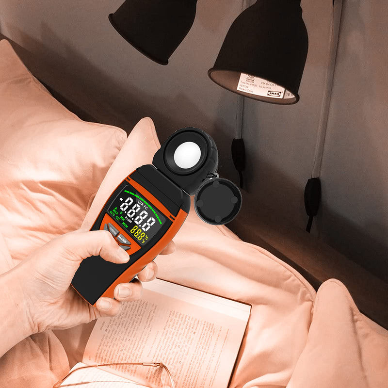 Light Meter HOLDPEAK 8801A Digital Illuminance/Light Meter 270 ° Rotate Sensor Head Range up to 400,000 Lux Data storag Color LCD Screen for Photography Grow Plants