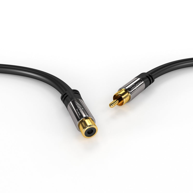 KabelDirekt â€“ 3ft Short â€“ RCA/Phono Extension Lead Cable, Audio/Digital/Video (Coax Cable, RCA/Phono Male to Female, for subs/amps/Hi-Fis, Analog/Digital Audio or Composite Video, 75 ohm, Black) 3 Feet