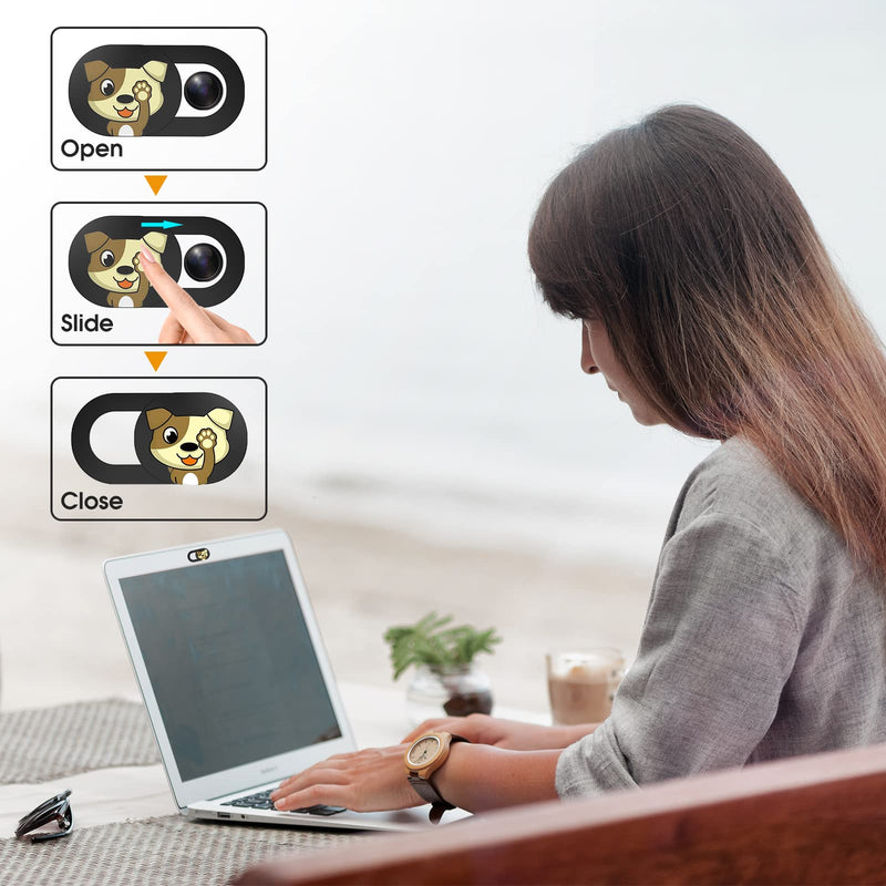 Laptop Camera Cover Slide Cute-6PCS,Webcam Cover Slide for Laptop,Tablet, Cell Phone,Computer,PC,MacBook,iMac,iPad and More Device,Cute Pattern Web Cam Privacy Cover to Protect Your Privacy (Dog) Dog