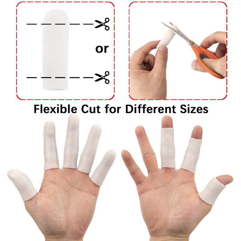 Gel Finger Support Protector Gloves, Gel Finger Cots/Covers - Different Sizes Silicone Fingertips for Hands Cracking, Eczema Skin (20pcs White)