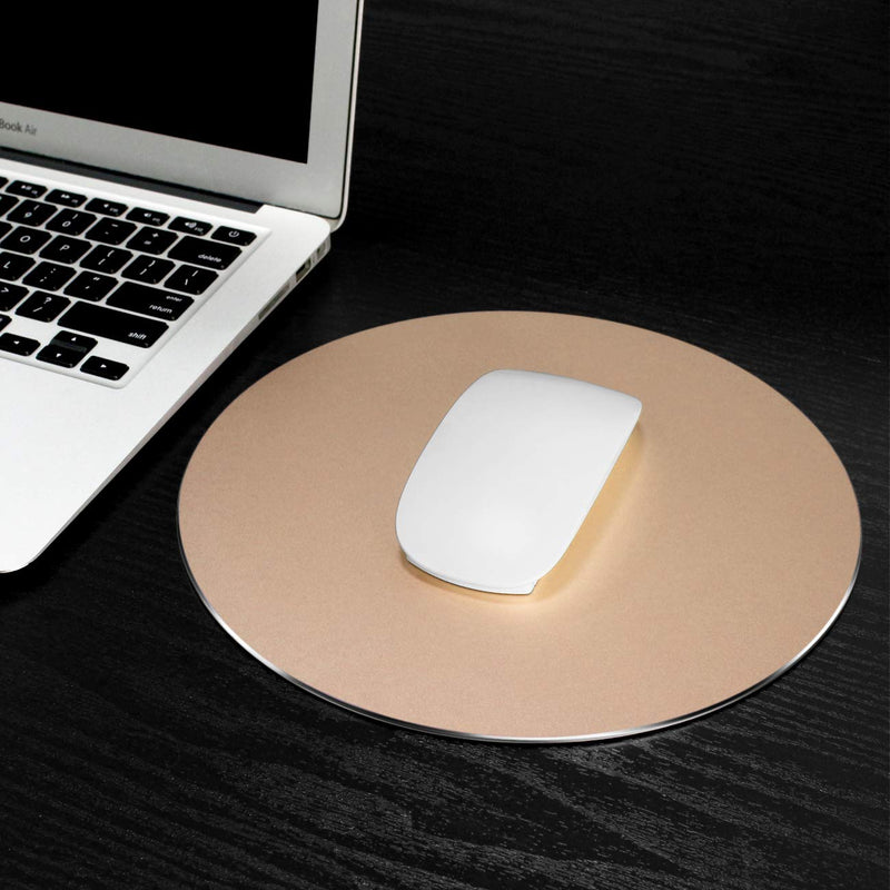 ProElife Premium Aluminum Metal Mouse Pad Mice Mat 8.66 inch (Round, Champagne Gold) Round-Champagne Gold